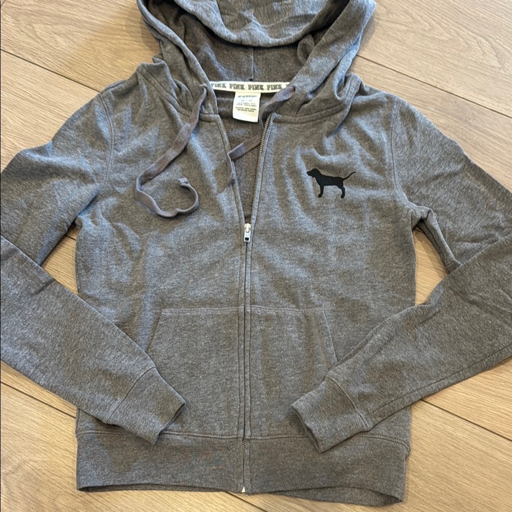 PINK Victoria's Secret Gray Zip-Up Hoodie